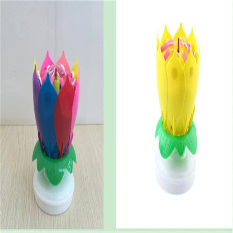 Musical Lotus Candles in various colors with a unique lotus design and music feature