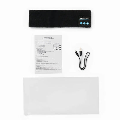 Bluetooth 5.4 head band with eye mask and sports scarf functions in black, dark grey, or grey-white colours