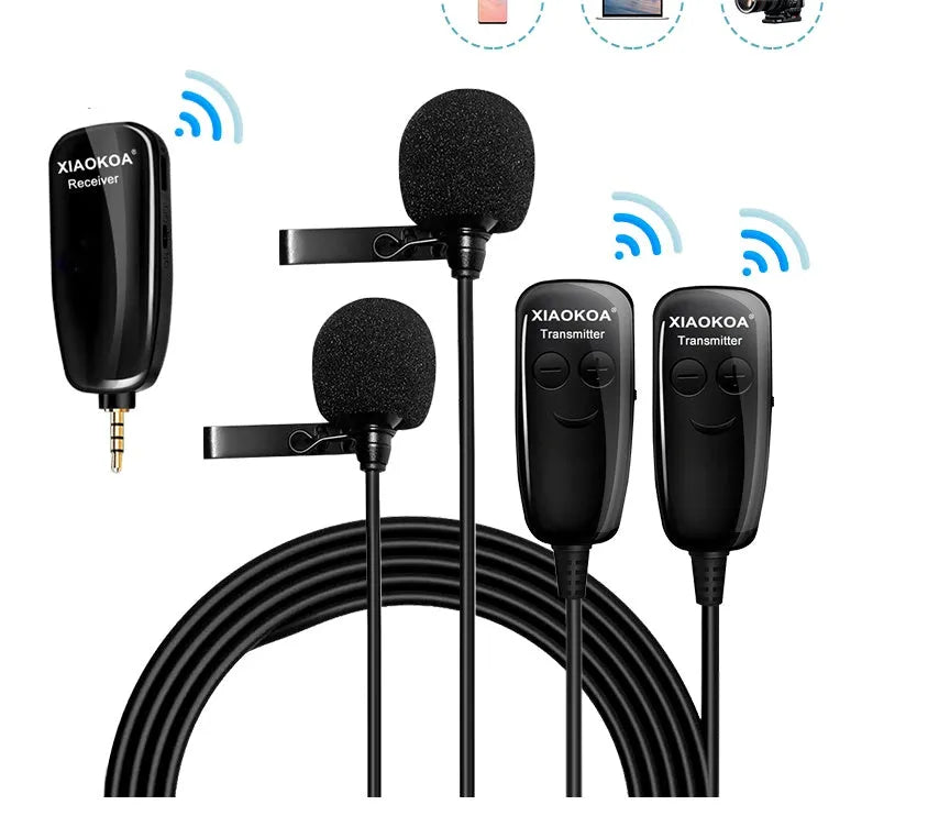 Black lavalier microphone with 3.5mm plug for mobile phone recording