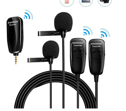 Black lavalier microphone with 3.5mm plug for mobile phone recording