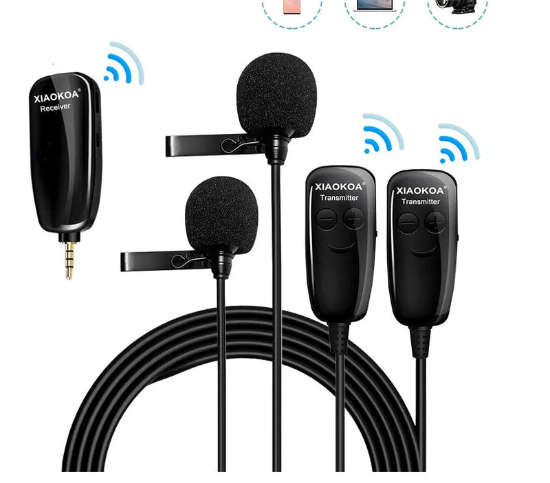Mobile phone lavalier microphone with 3.5mm plug for video recording and interviews featuring omnidirectional -32dB sensitivity mic core and APS shielded wire in black colour for clear audio capture
