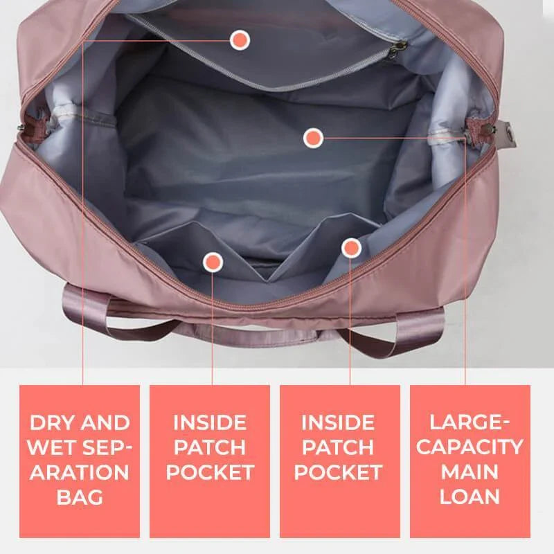 Versatile foldable travel bag with large 36-55L capacity, multiple interior pockets, and water-resistant Oxford cloth construction