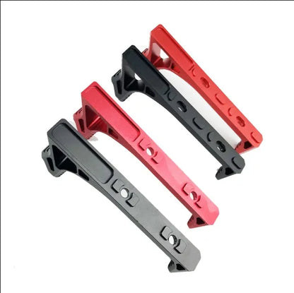 Aluminium hand stop accessory for AR-15 J8 J9 J10 handguards in red or black.
