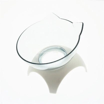 Elevated tilted double pet bowl with transparent design and adjustable stand