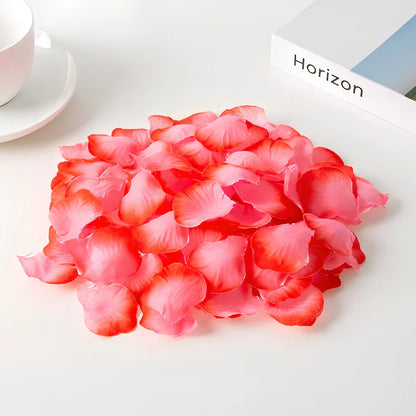 Pack of 100 high-quality silk simulated rose petals, 5cm size, in colours like rose red for wedding room scenes