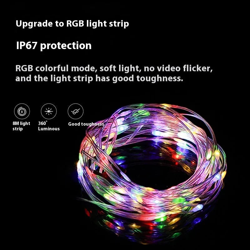 Rechargeable outdoor tent string lights with 30 LED beads on 8m cord