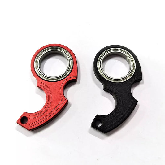 Metal Texture Rotating Keychain in karambit black and red with key ring