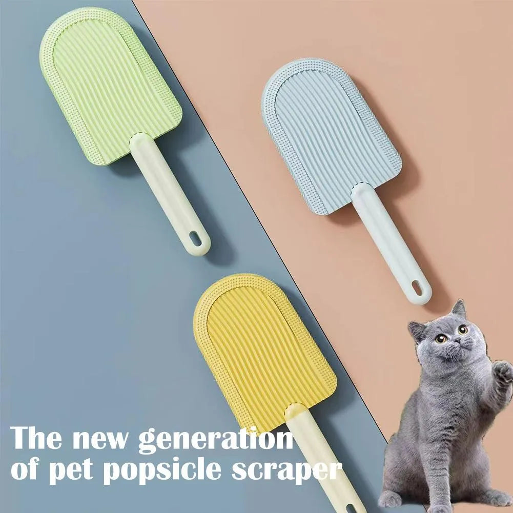 Green ice cream shaped pet grooming brush with soft silicone teeth for cats and dogs