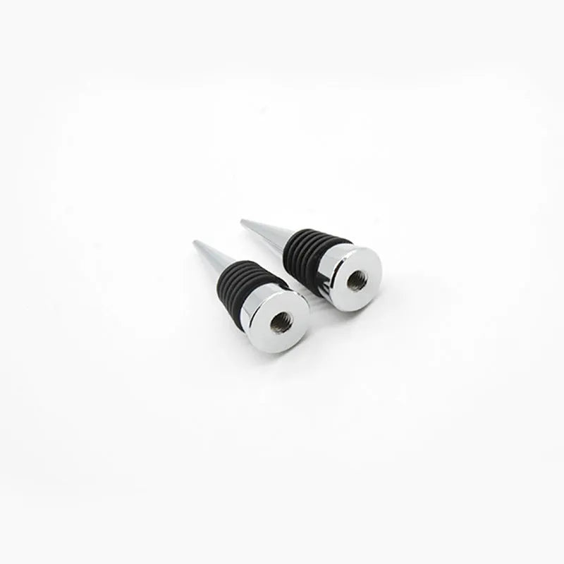 Silver M8/M10 threaded zinc alloy wine stopper with silicone seal for bottle preservation