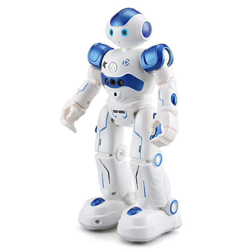 A remote-controlled robot toy with music and dance features, designed for children's entertainment and engagement.