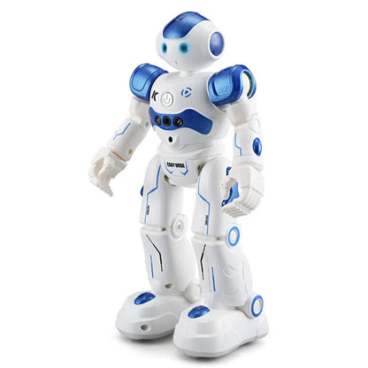 A remote-controlled robot toy with music and dance features, designed for children's entertainment and engagement.