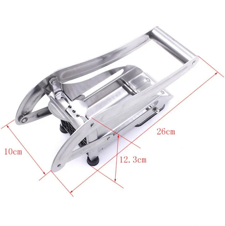 Potato cutter chopper with two stainless steel blades and non-slip rubber foot