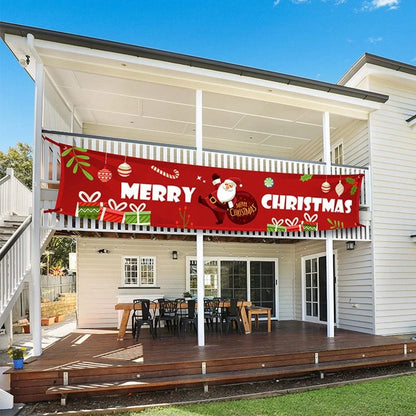 115x40cm Christmas cloth poster showing Santa Claus design in red for window decoration