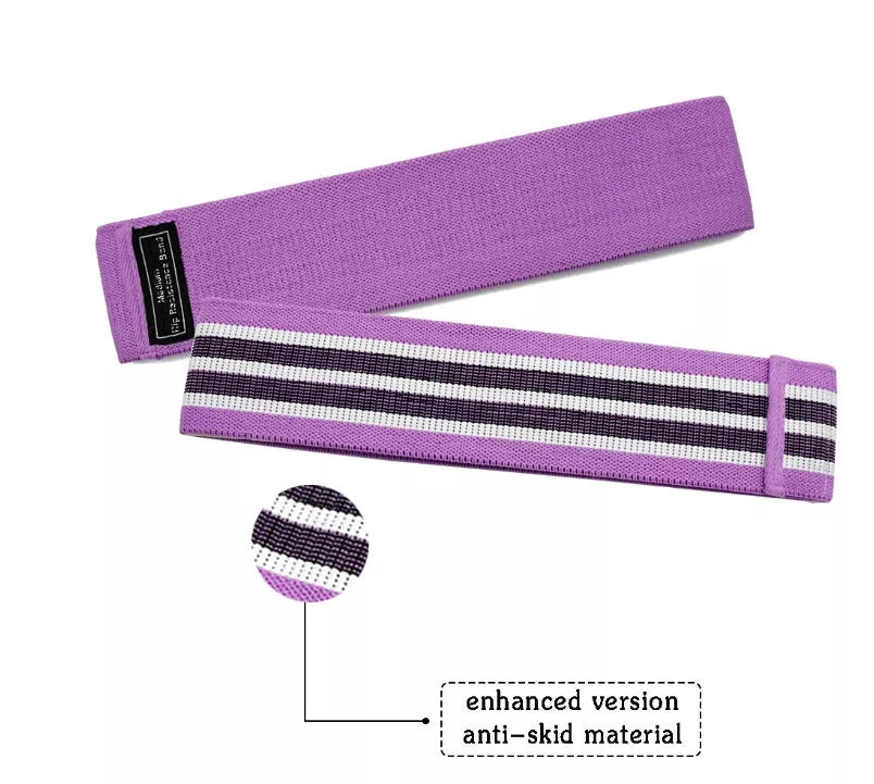 Latex mesh resistance band for hip and leg strength training in various colors and sizes
