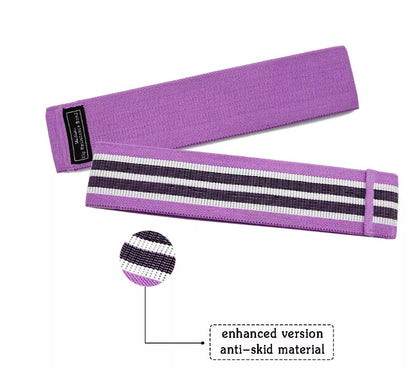 Latex mesh resistance band for hip and leg strength training in various colors and sizes