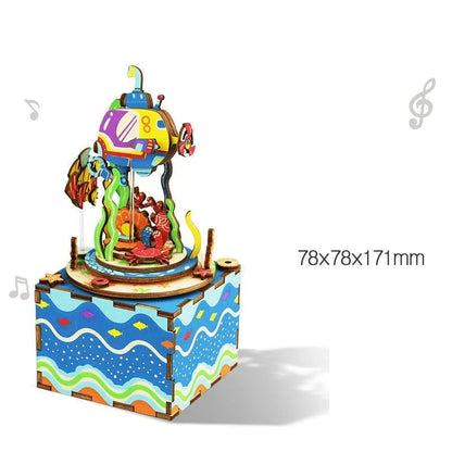 DIY 3D Kitty Ballet Wooden Puzzle with Moveable Music Box