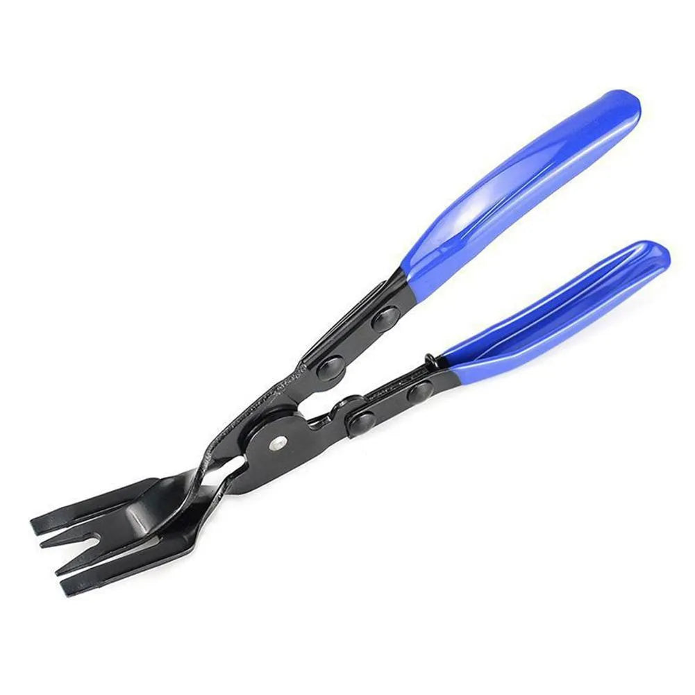 Blue steel car clamp removal pliers with 235mm length for door panel and interior bracket disassembly