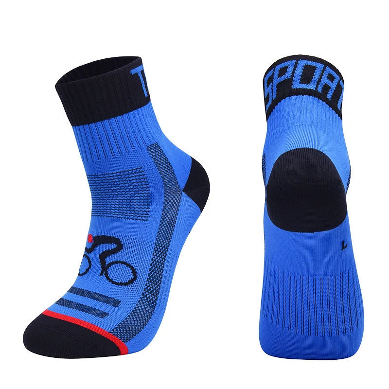 Professional outdoor cycling socks in various colors with breathable nylon fabric