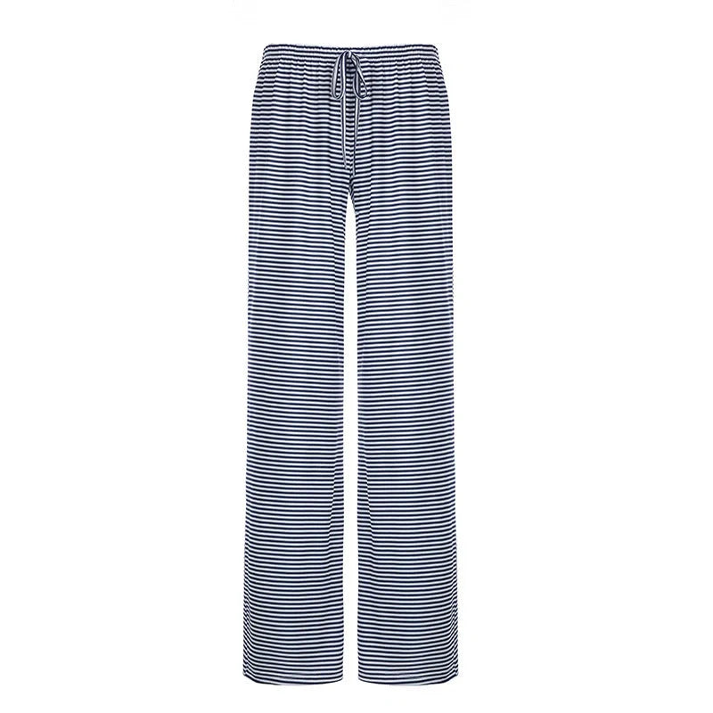 Stylish women's striped pants in various colors with a casual, Y2K-inspired design