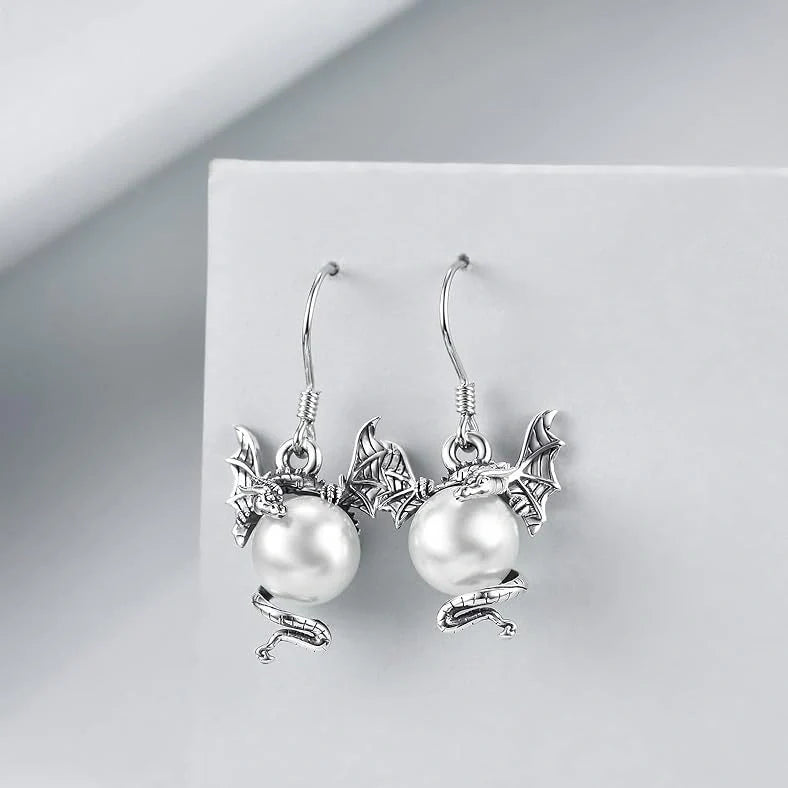 Zinc alloy dragon earrings with electroplating finish showing zodiac animal designs