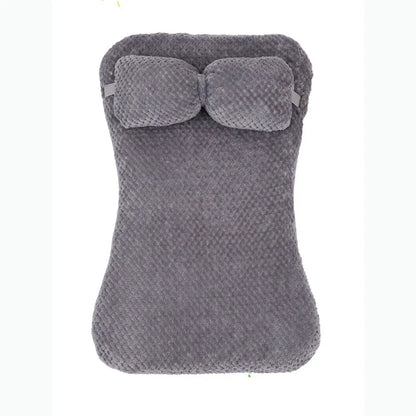 Soft plush pet bed mat with pillow in grey, khaki, or pink, sizes S to XL from 40x30x6cm to 100x60x8cm