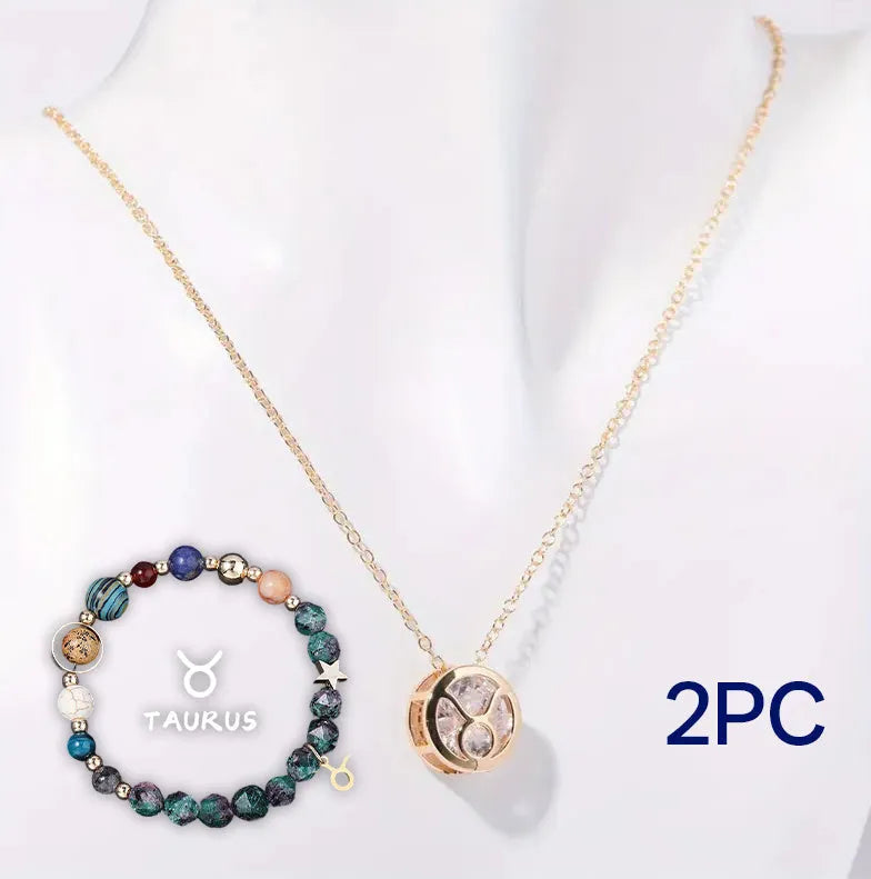 Natural stone beaded necklace and matching bracelet jewellery set showing one of 12 available style variations.
