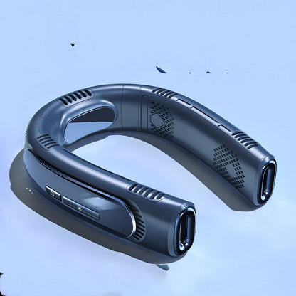 Semiconductor refrigeration hanging neck fan with five cooling units in Glacier White colour option