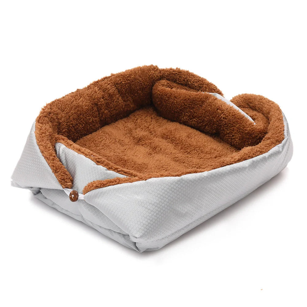 Foldable fleece pet bed mat for dogs and cats, warm and comfortable sleeping area