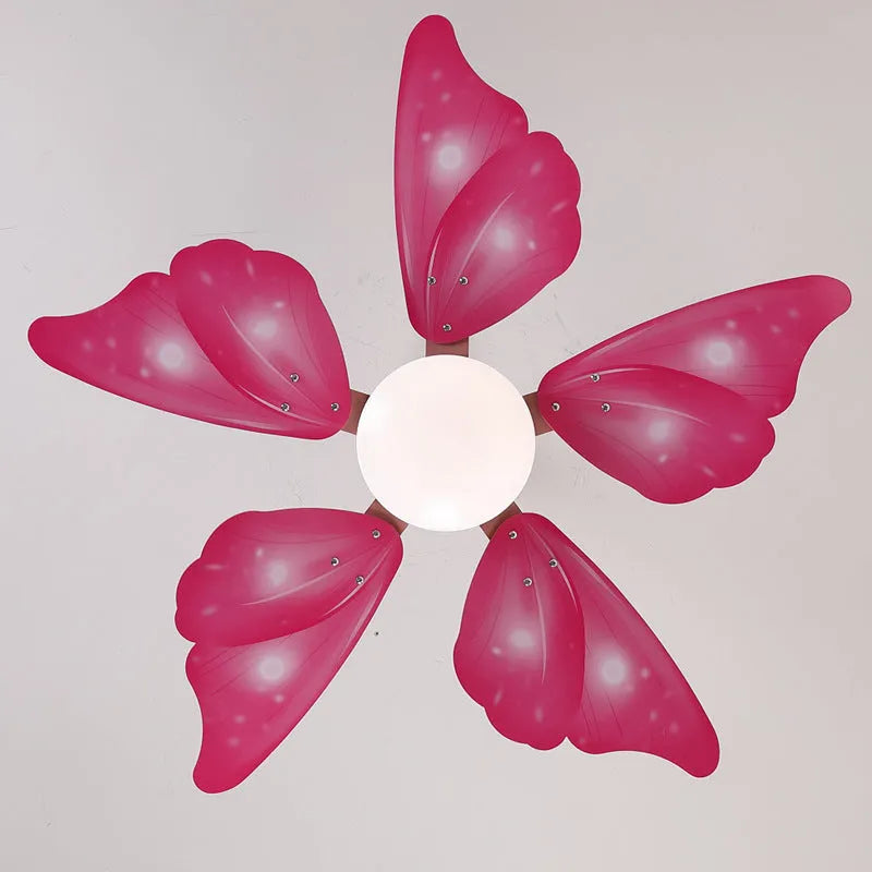 42-inch ceiling fan chandelier with remote, acrylic shade, wooden blades, 1.06m, blue or pink, 220V