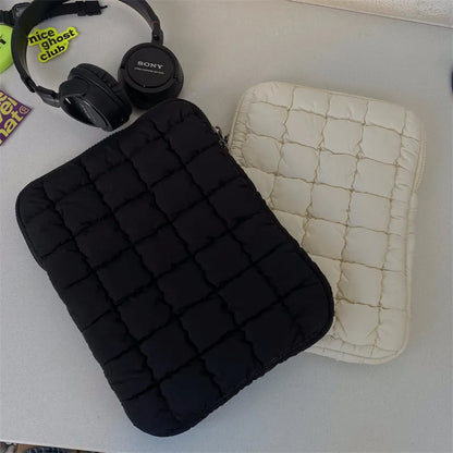 Black and white large capacity nylon laptop bag for 11, 14, and 15.6 inch computers.