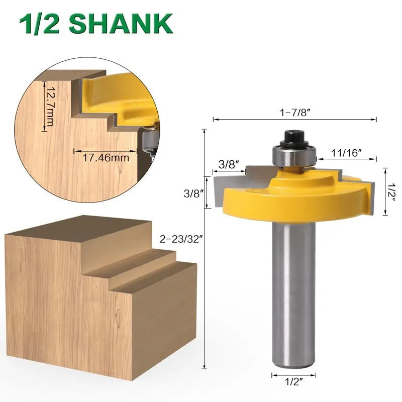 Door and window woodworking step cutter with 8mm shank and 12.7mm blade diameter