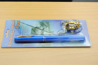 Telescopic drum pen rod fishing gear set for ice fishing in yellow color