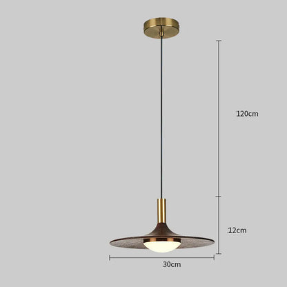 Walnut wood and solid copper fish line pendant chandelier in New Chinese style.