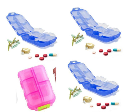 10-Grid Moisture-Proof Travel Pill Organizer in multiple colors for medication management