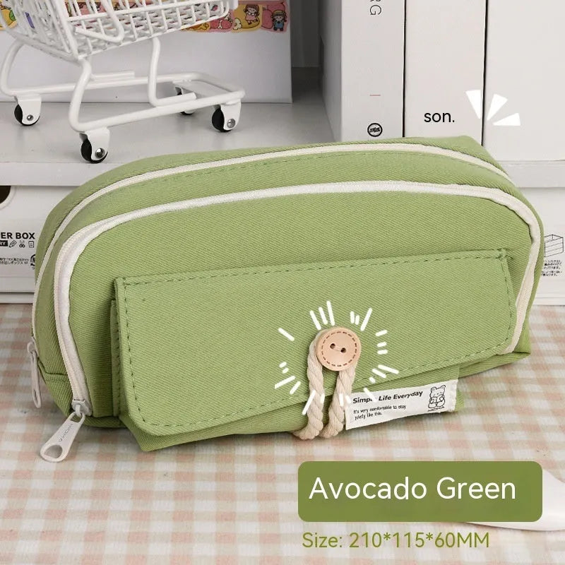 Korean-style canvas pencil case in four colours storing approximately 80 pens
