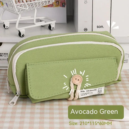 Korean-style canvas pencil case in four colours storing approximately 80 pens