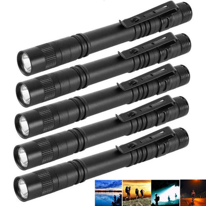 Aluminum LED Flashlight with pen clip, waterproof and lightweight for outdoor use