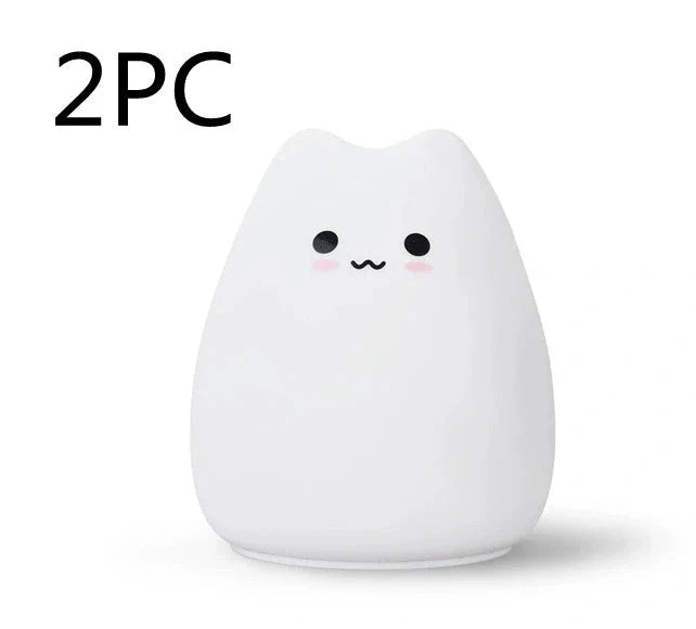 Adorable cat design LED night light for children with color-changing feature