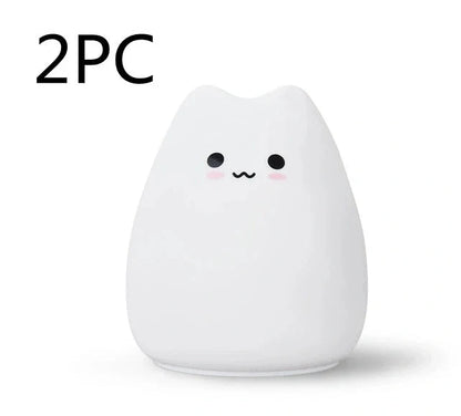 Adorable cat design LED night light for children with color-changing feature