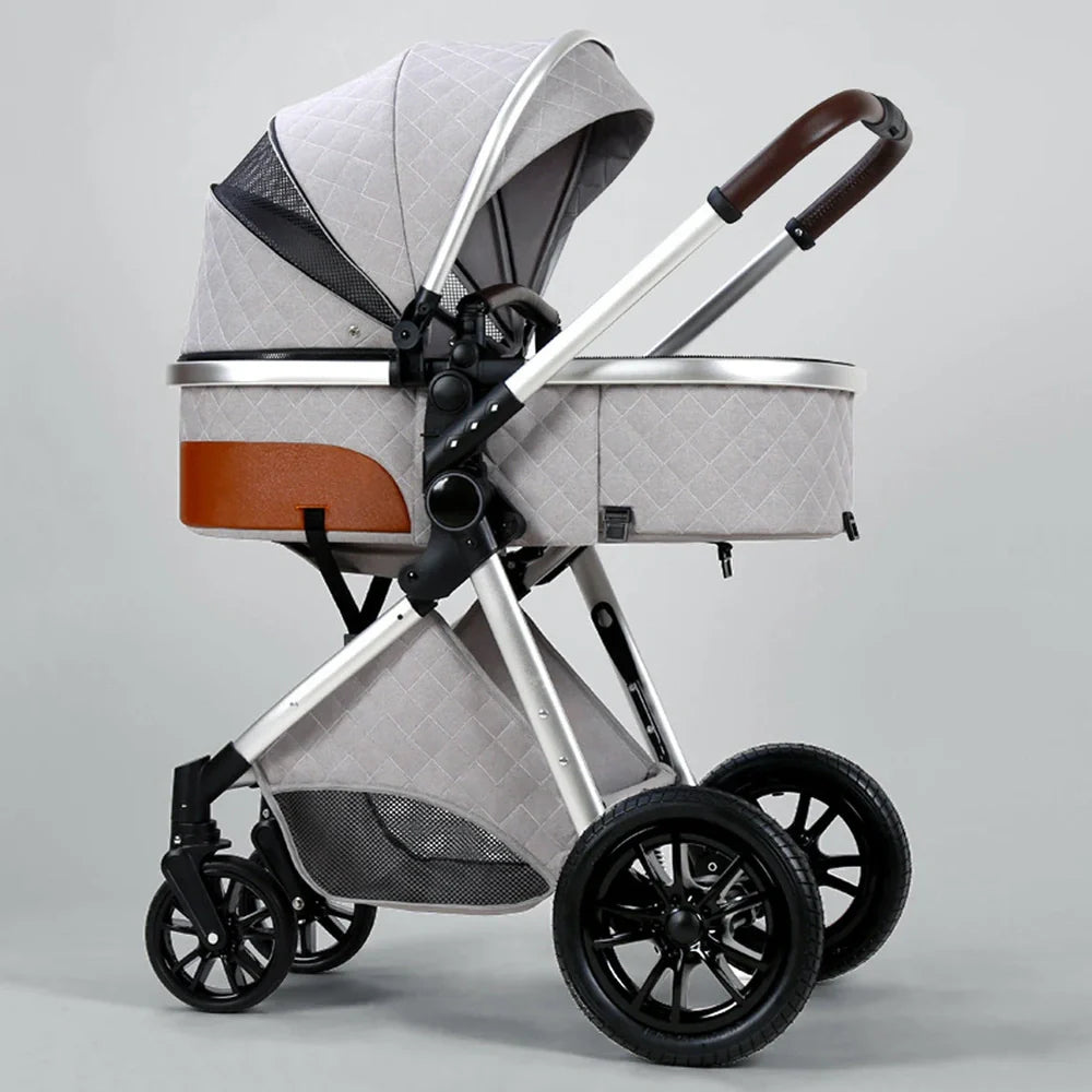 Lightweight folding baby stroller in black tube grey with shock absorbers, 32x60x71cm folded, for 0-3 years newborns