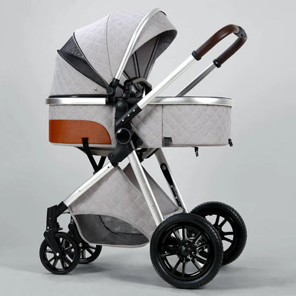 Lightweight folding baby stroller in black tube grey with shock absorbers, 32x60x71cm folded, for 0-3 years newborns