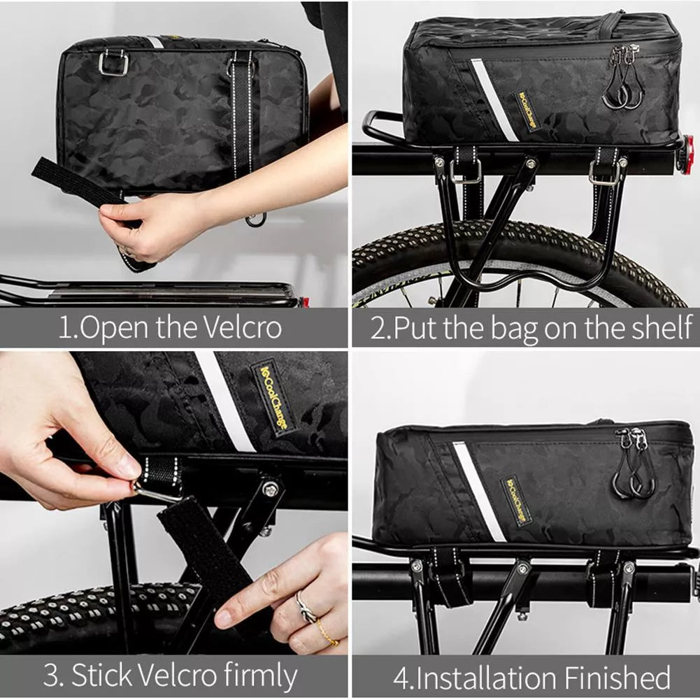 Black camouflage waterproof bicycle backpack with elastic silk Oxford fabric