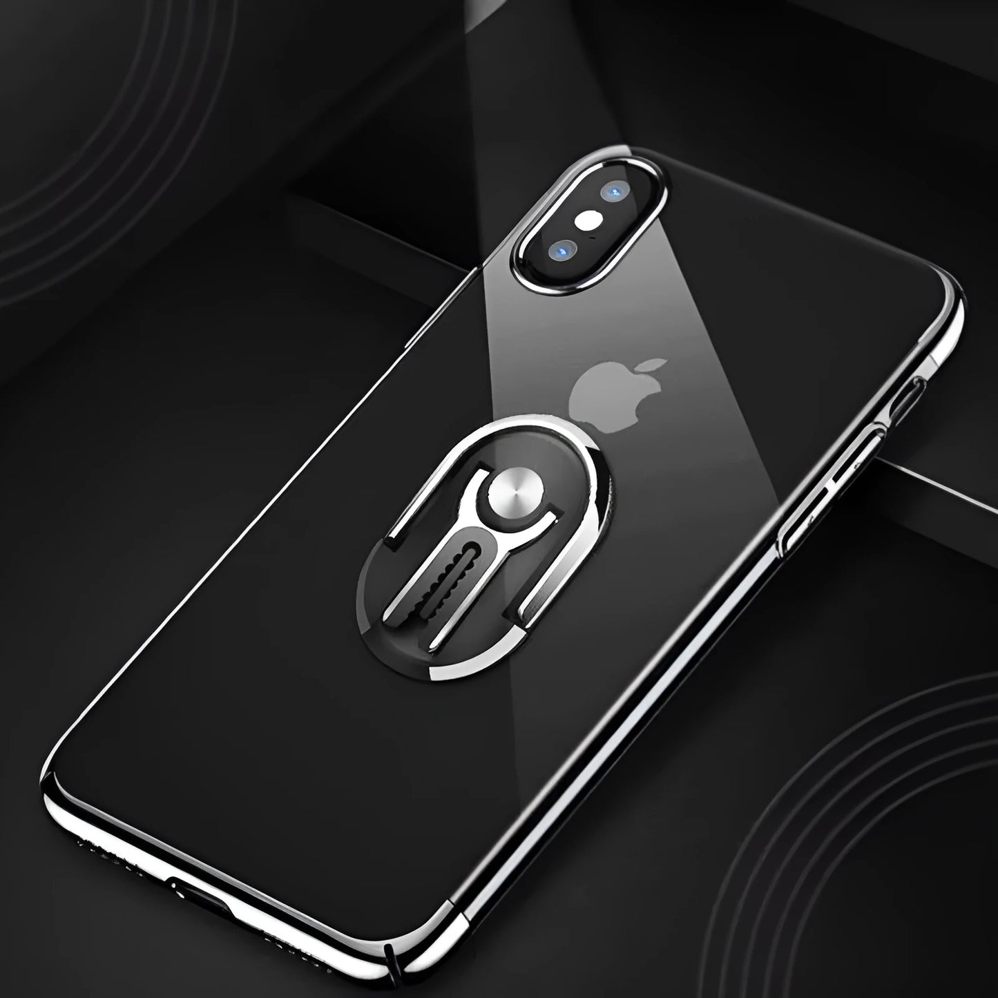 Black universal mobile phone bracket with suction cup and adjustable arm mounted on a car windscreen