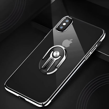 Black universal mobile phone bracket with suction cup and adjustable arm mounted on a car windscreen