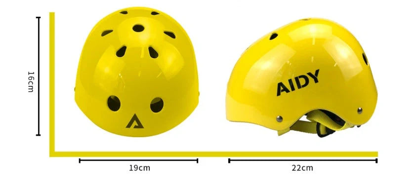 Children's roller skating protective helmet in Blue, Black, and Yellow with ABS outer shell