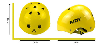 Children's roller skating protective helmet in Blue, Black, and Yellow with ABS outer shell