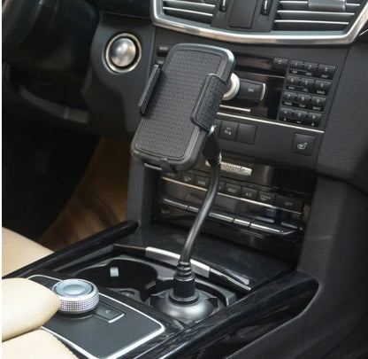 Adjustable car cup holder and smartphone mount with 360-degree rotation and eco-friendly ABS design