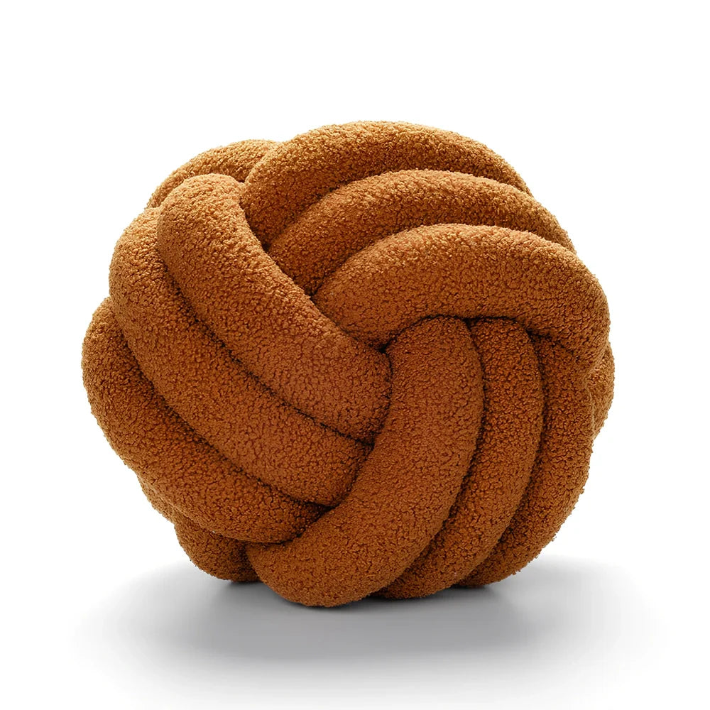 Spherical lamb wool cushion with hand-knotted surface in Nordic design, 27-30cm diameter