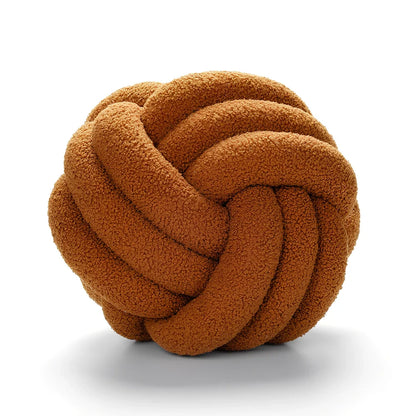 Spherical lamb wool cushion with hand-knotted surface in Nordic design, 27-30cm diameter