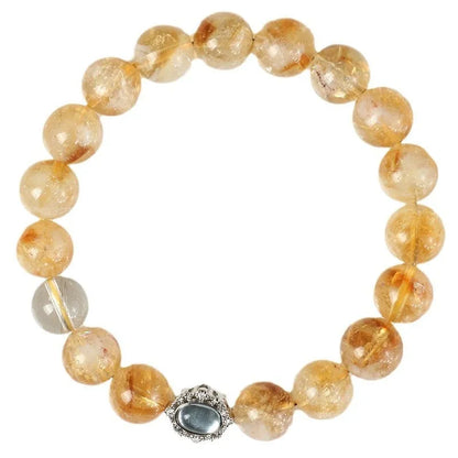 Citrine crystal bracelet with 10mm geometry beads and polished grinding treatment